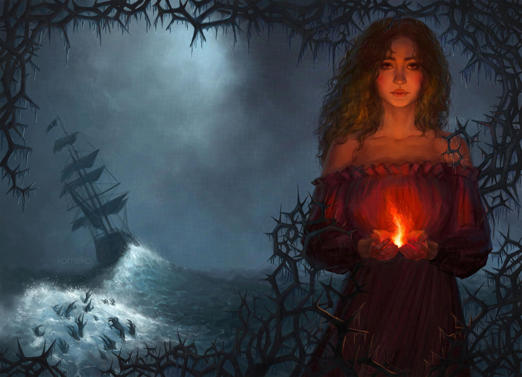 Cover Illustration for Rocio Carranza&#39;s novel Flame In The Silver Storm